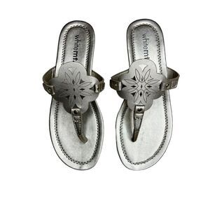 White Mountain sandals women’s size 5.5 gold champagne low wedge flip flops new